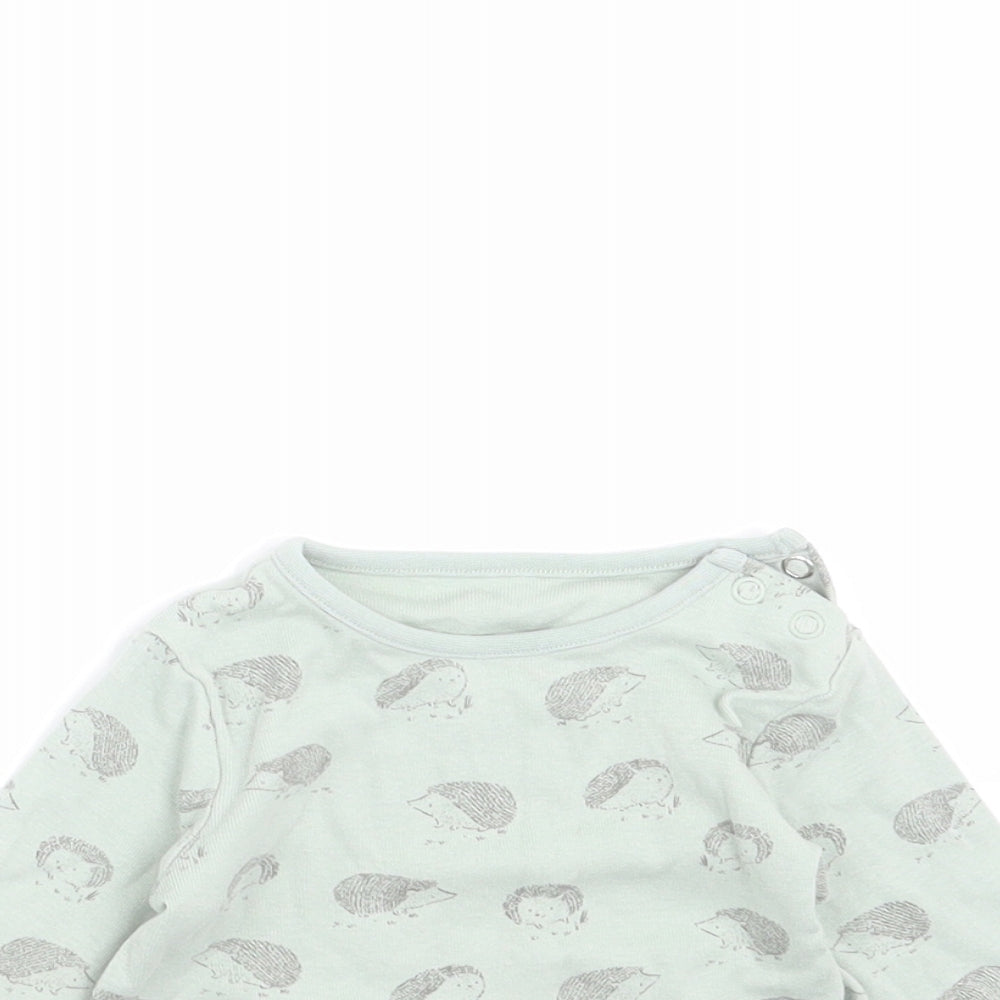 TU Baby Green   Basic T-Shirt Size 6-9 Months  - hedgehogs