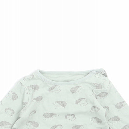 Tu Baby Green   Basic T-Shirt Size 6-9 Months  - hedgehogs