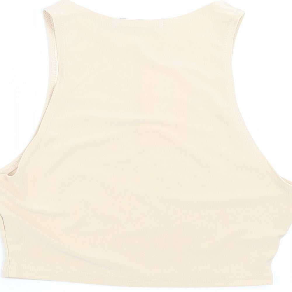 Missyempire Womens Beige   Cropped T-Shirt Size 10