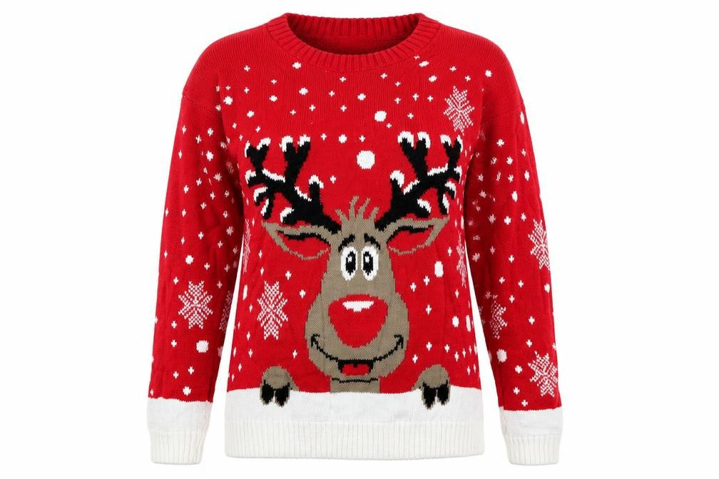 Angel Womens Red   Pullover Jumper Size S  - Reindeer