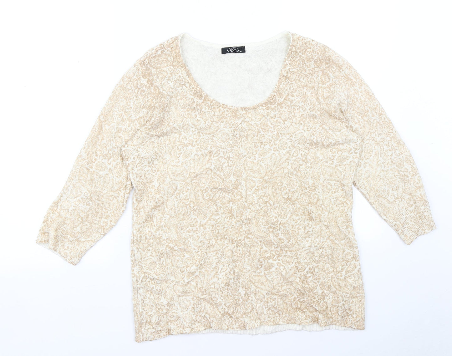 BM Womens Brown Paisley  Pullover Jumper Size M