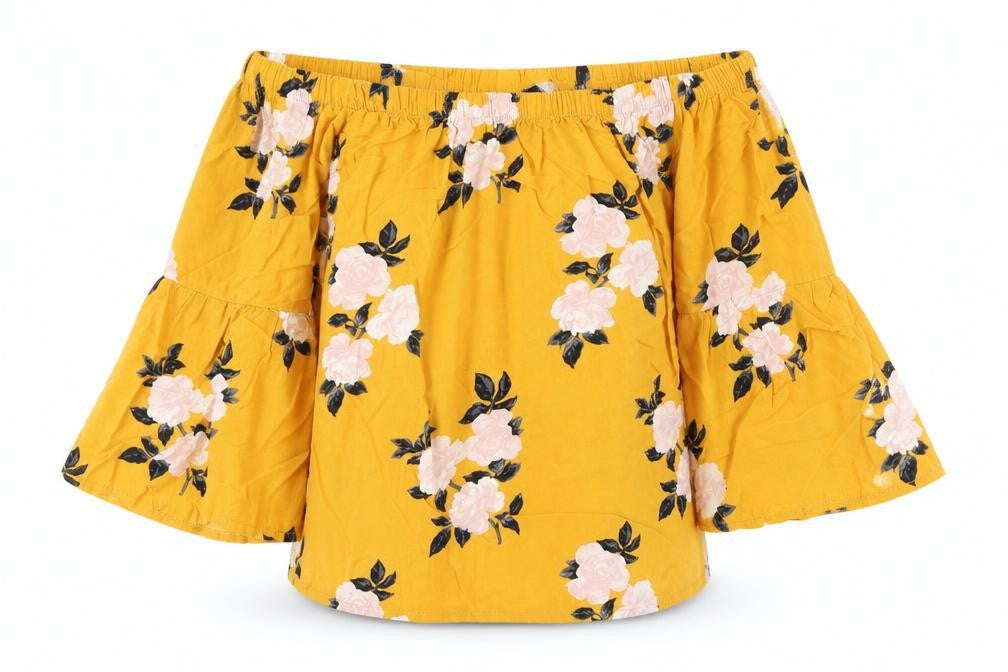 Select Womens Yellow Floral  Basic Blouse Size 8