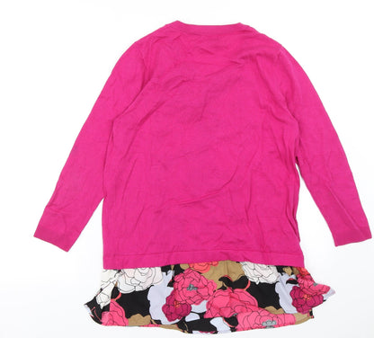 Next Womens Pink Floral  Pullover Jumper Size 12