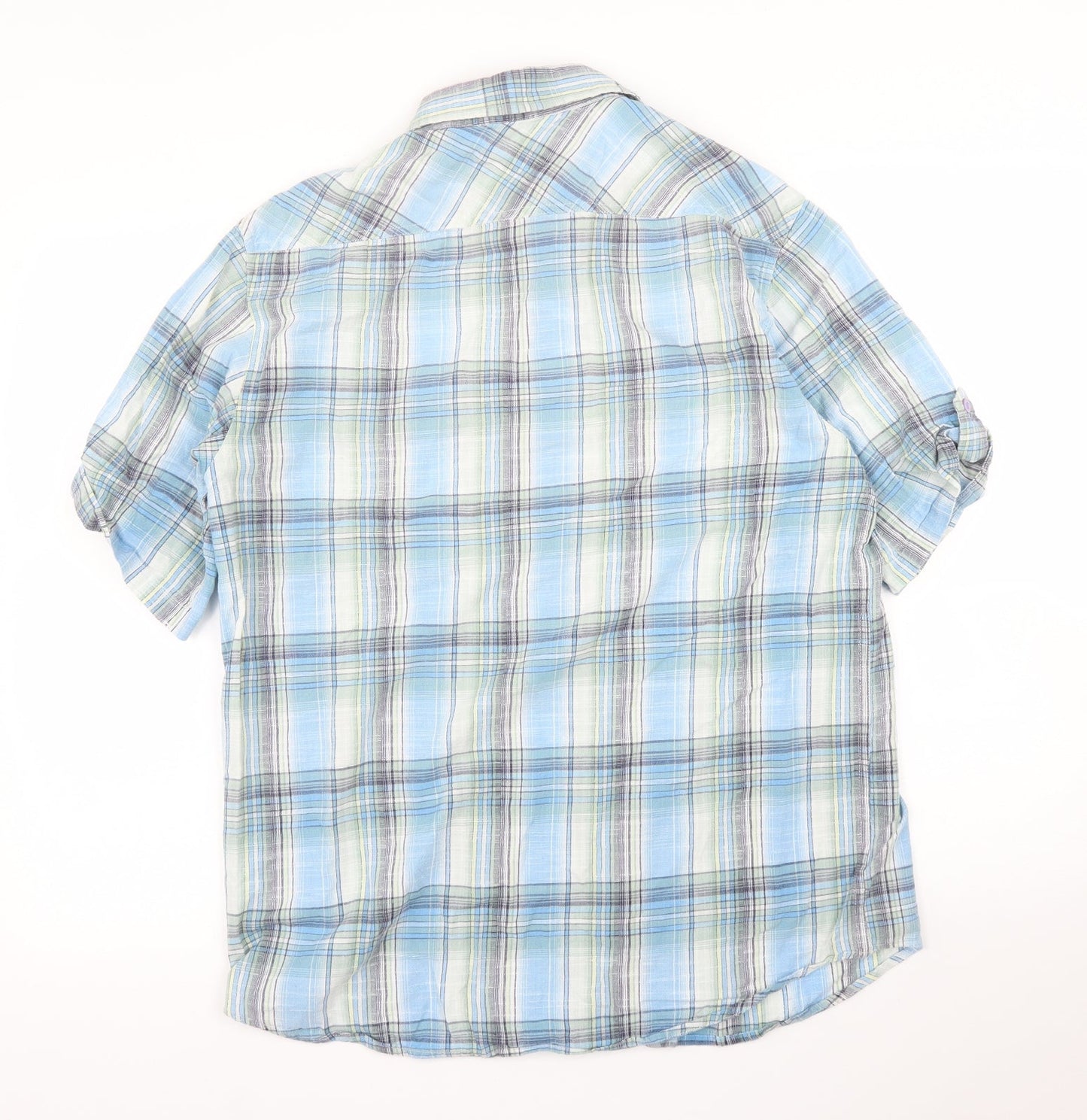 BHS Mens Blue Plaid   Button-Up Size M
