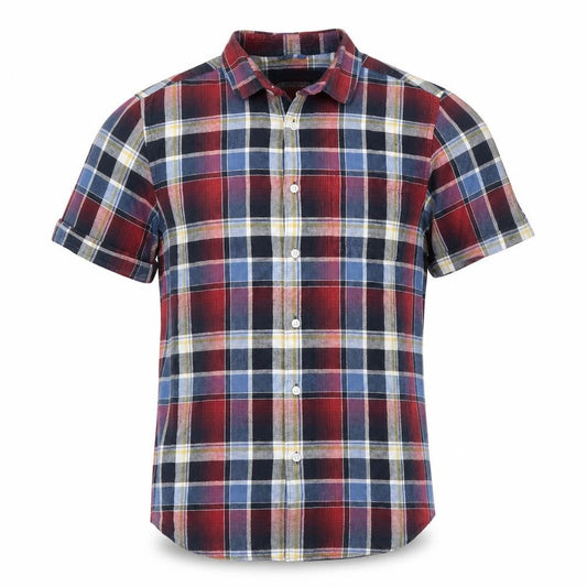 Tu Mens Red Plaid   Button-Up Size M