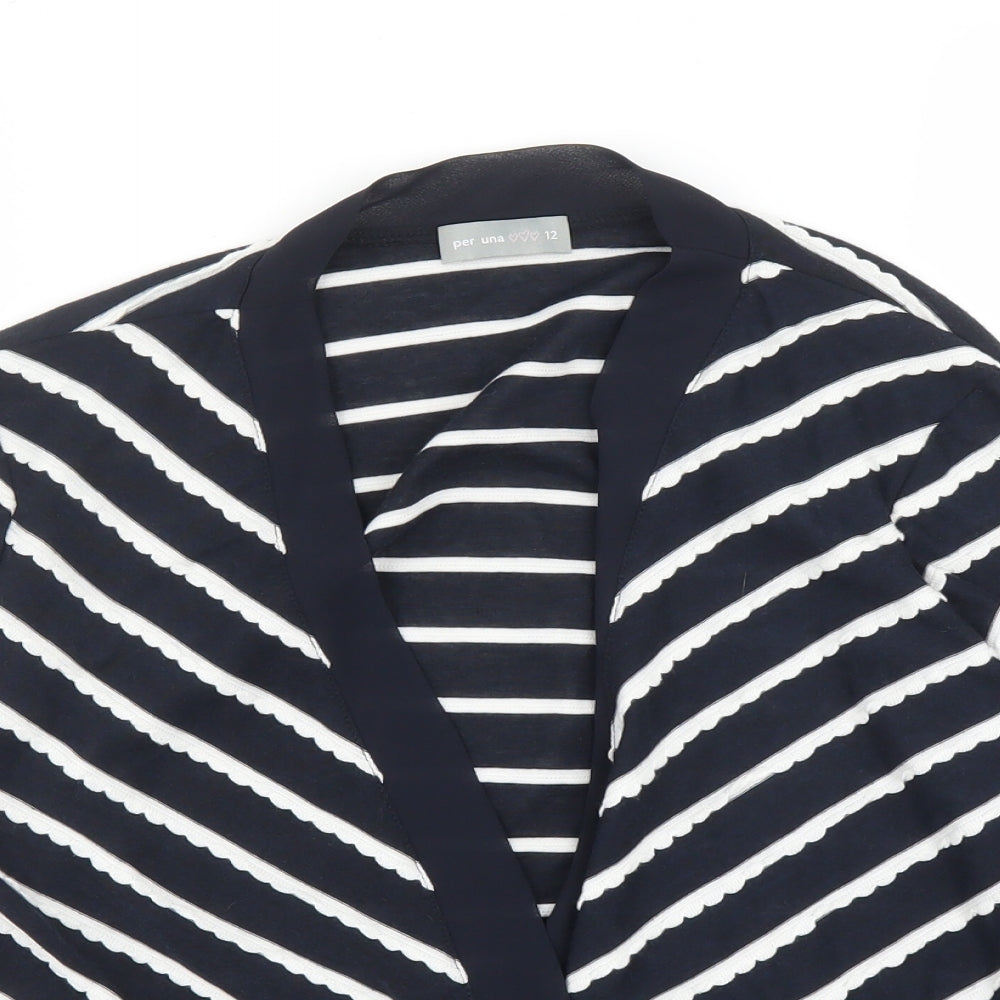 Per Una Womens Blue Striped  Wrap Blouse Size 12