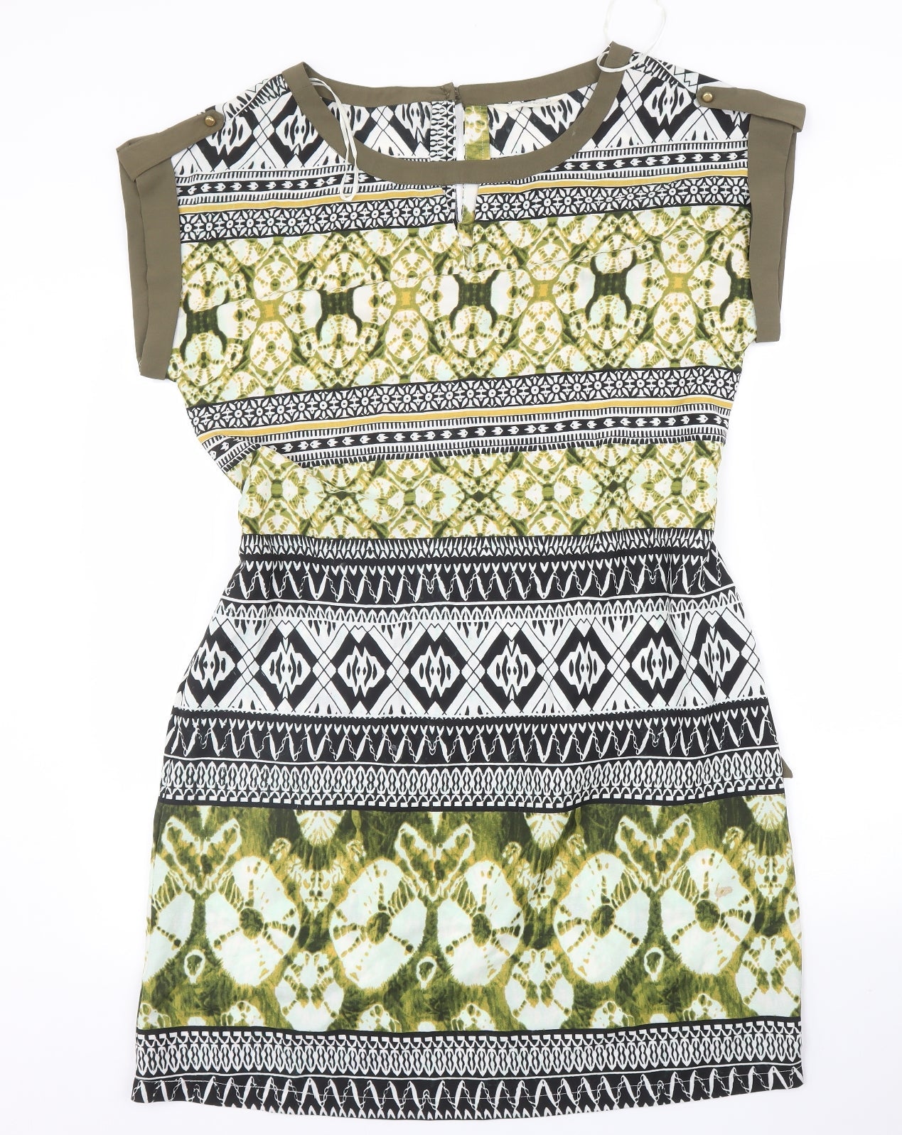 Encuento Womens Green Batik  A-Line  Size M