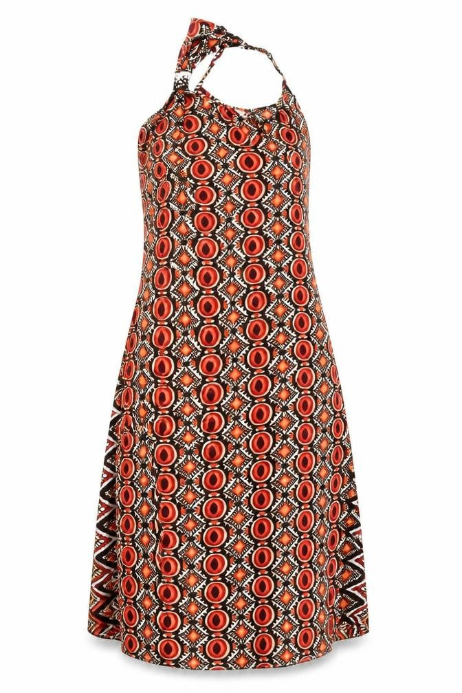 Ibiza Womens Red Geometric  A-Line  Size S
