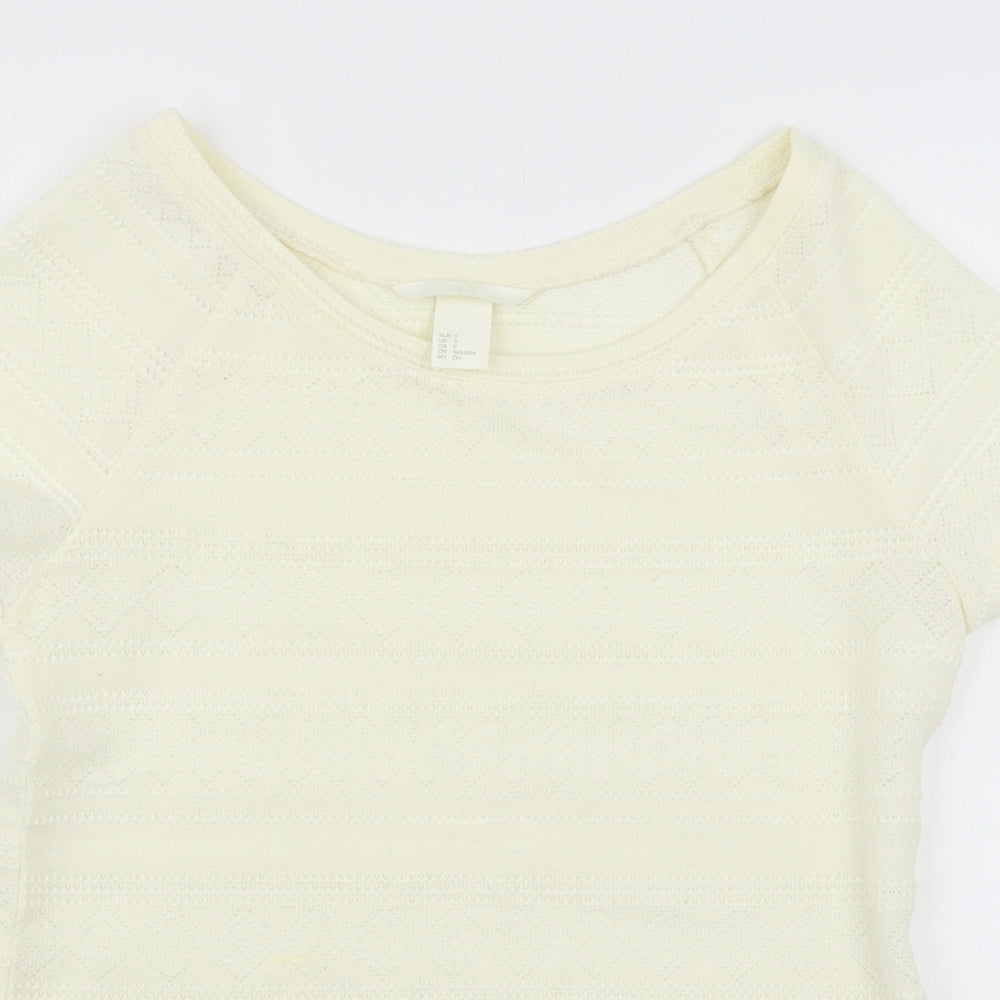 H&M Womens Ivory   Basic T-Shirt Size S