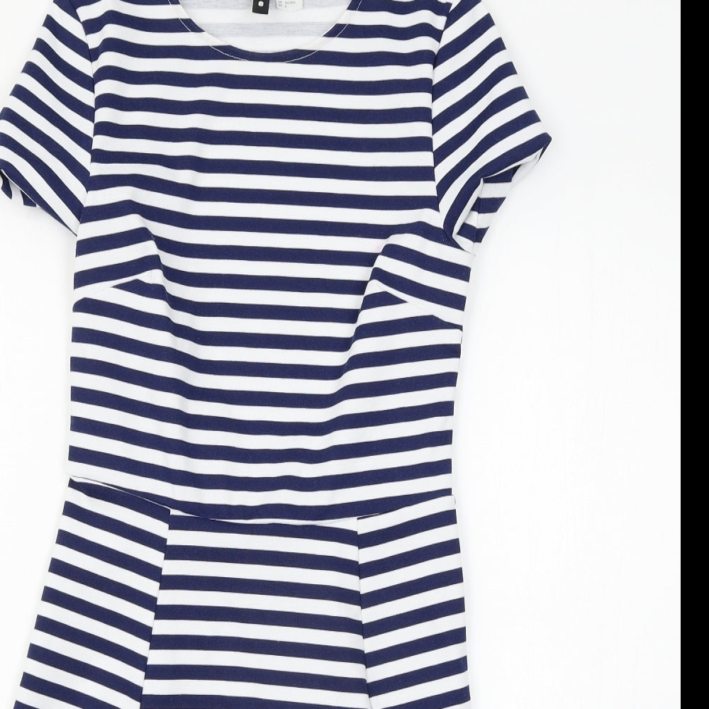Preworn Womens Blue Striped  T-Shirt Dress  Size 8