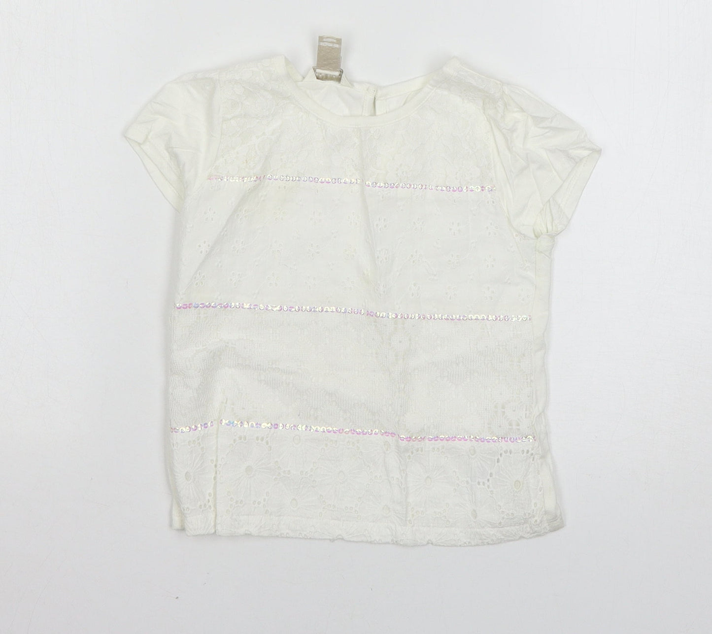 Monsoon Girls White   Basic T-Shirt Size 5-6 Years