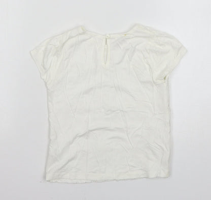 Monsoon Girls White   Basic T-Shirt Size 5-6 Years