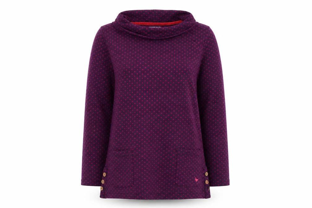 EWM Womens Purple Polka Dot  Pullover Jumper Size S