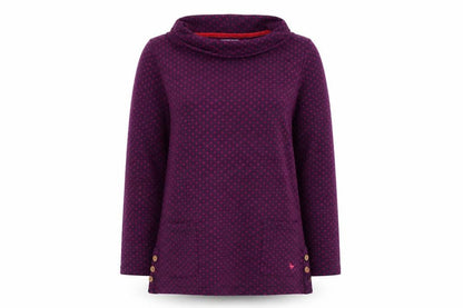 EWM Womens Purple Polka Dot  Pullover Jumper Size S