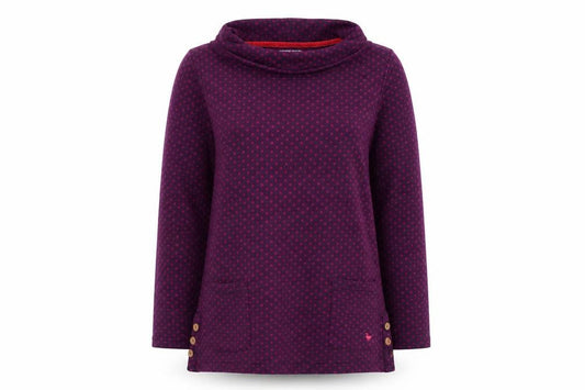 EWM Womens Purple Polka Dot  Pullover Jumper Size S