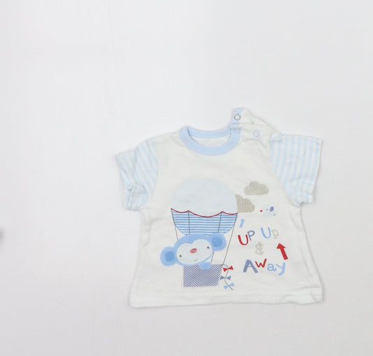 Pep&co Baby White Striped  Basic T-Shirt Size 0-3 Months