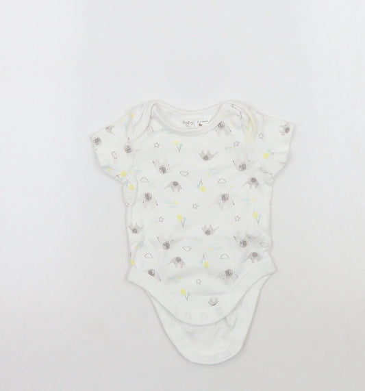 M&Co Baby White Geometric  Babygrow One-Piece Size 0-3 Months
