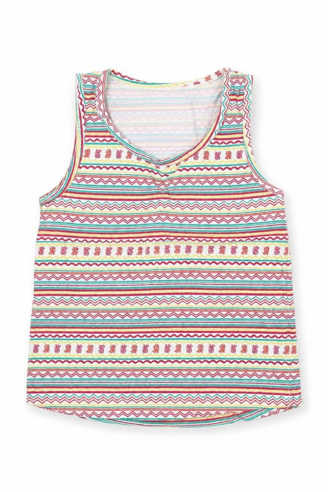 Young Dimension Girls White Striped  Basic Tank Size 5-6 Years
