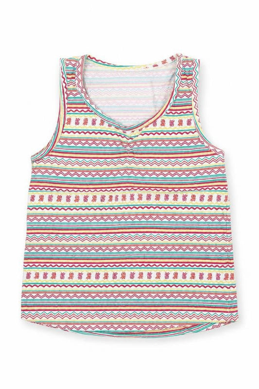 Young Dimension Girls White Striped  Basic Tank Size 5-6 Years