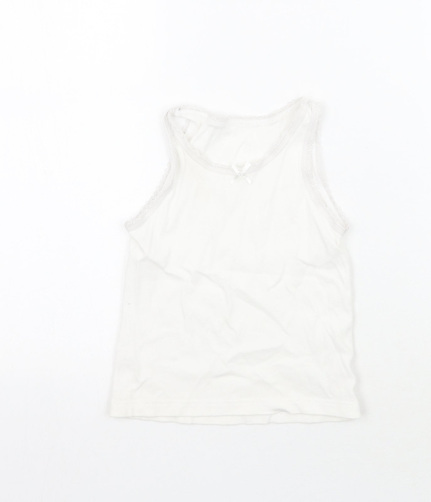 Matalan Girls White   Basic Tank Size 4-5 Years