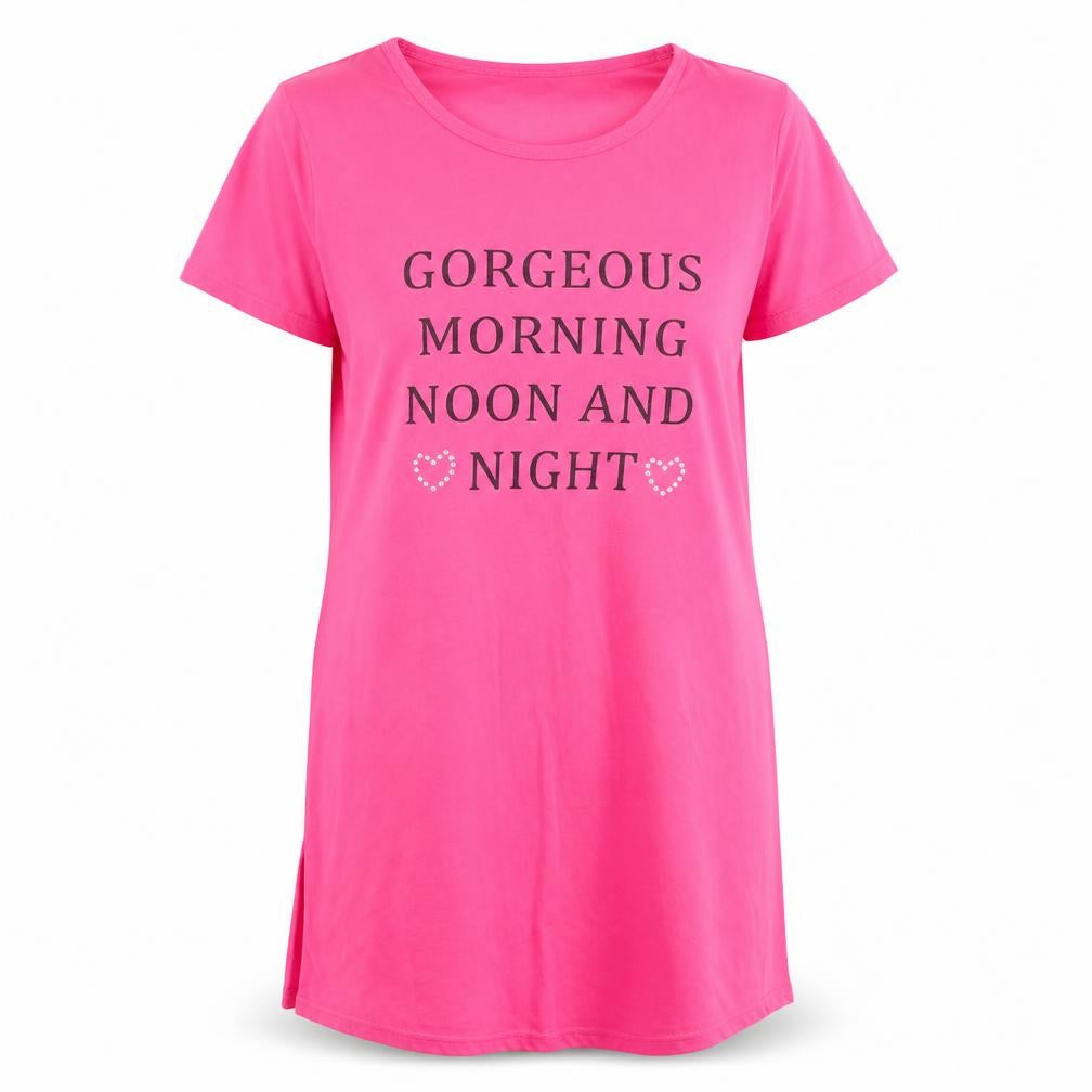 Bella Beau Womens Pink Solid   Nightshirt Size M