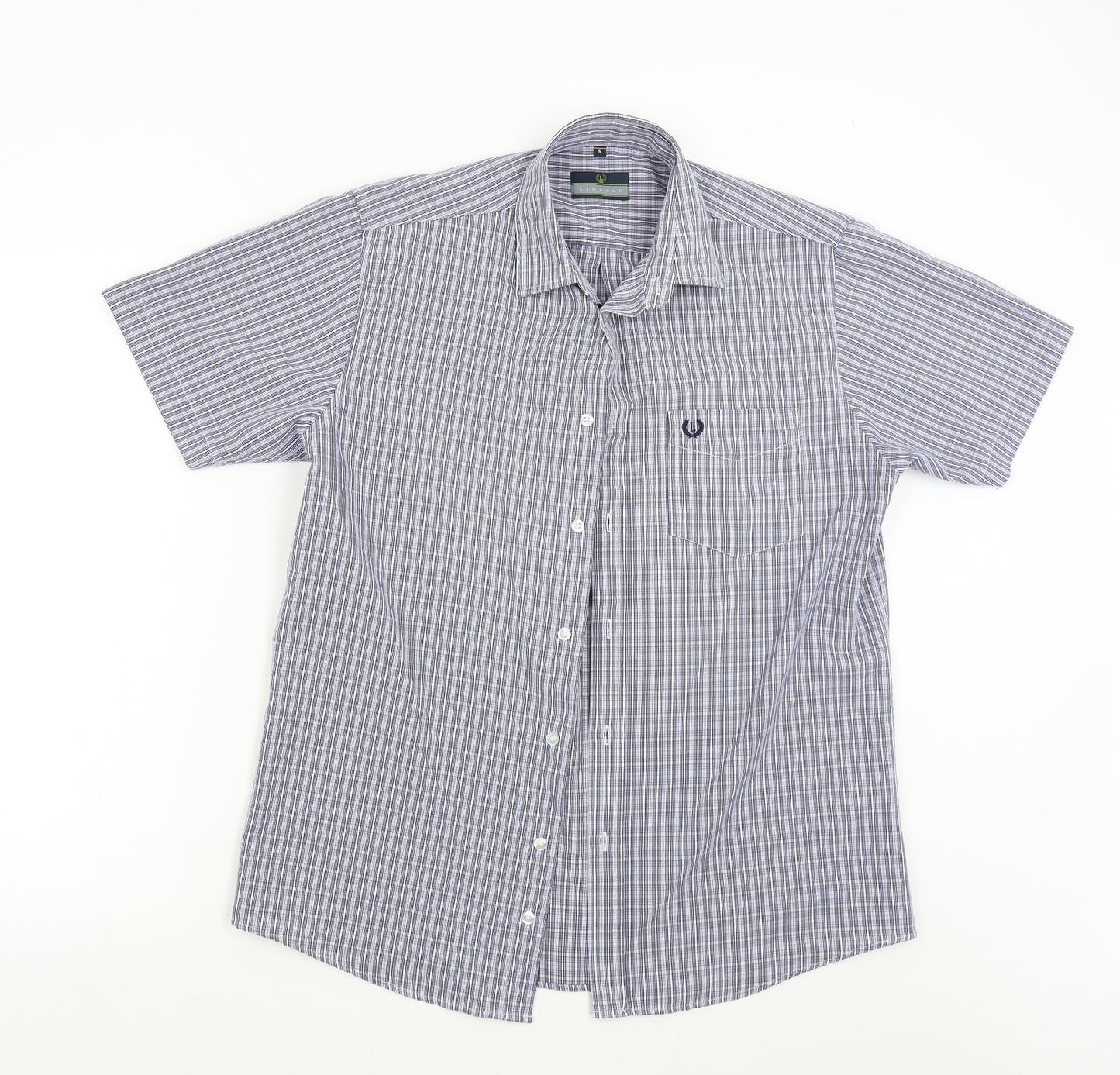 Lincoln Mens Blue Check   Button-Up Size S
