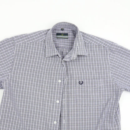 Lincoln Mens Blue Check   Button-Up Size S