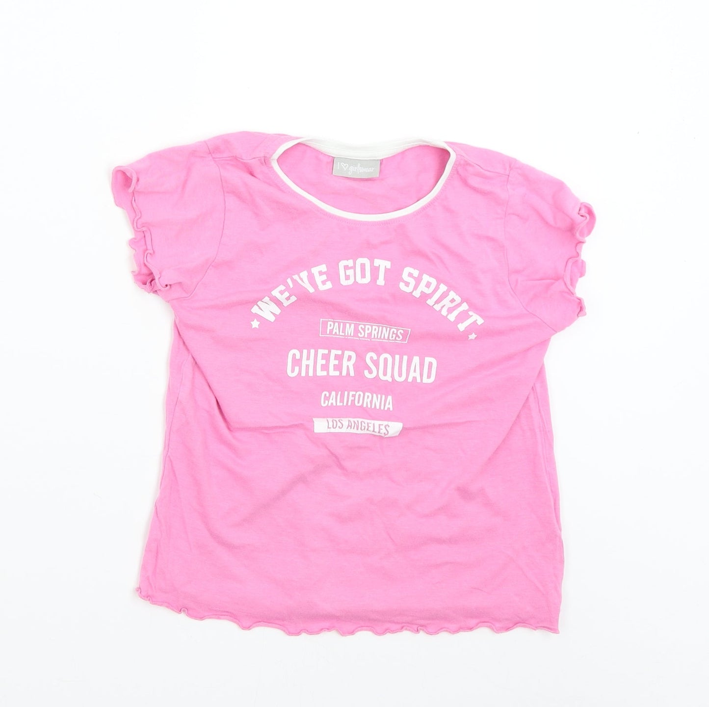 Matalan Girls Pink   Basic T-Shirt Size 9 Years  - Cheer Squad
