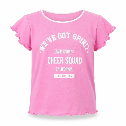Matalan Girls Pink   Basic T-Shirt Size 9 Years  - Cheer Squad