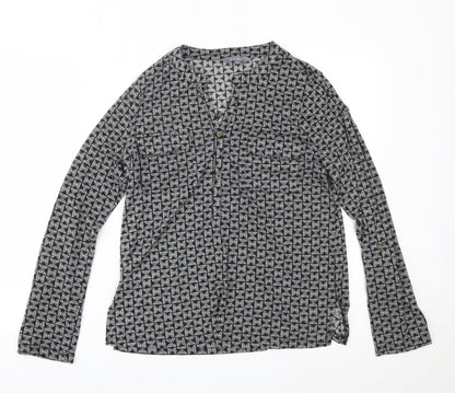 Preloved Principles Womens Black Geometric  Basic Button-Up Size 12 - Front