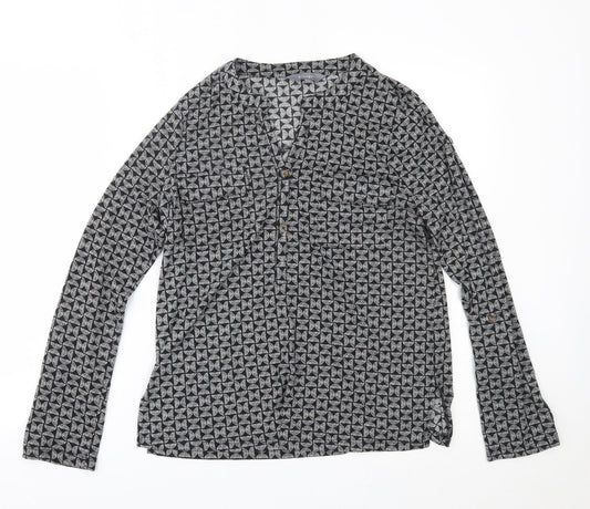 Principles Womens Black Geometric  Basic Button-Up Size 12