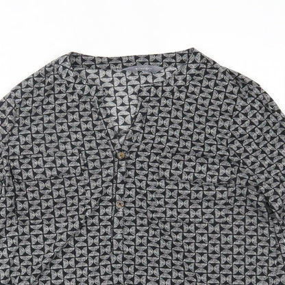 Preloved Principles Womens Black Geometric  Basic Button-Up Size 12 - Detail
