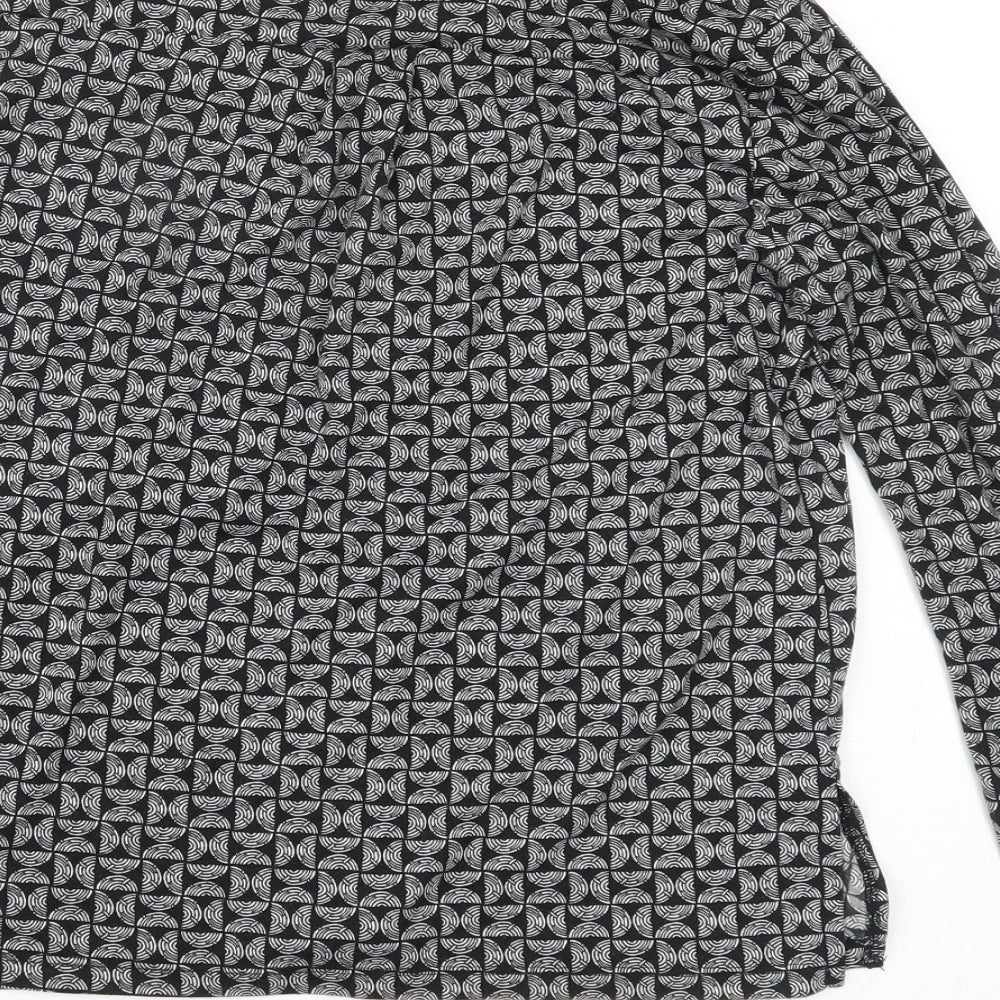 Principles Womens Black Geometric  Basic Button-Up Size 12