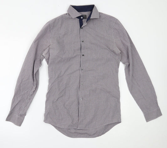 Marks and Spencer Mens Blue Plaid   Button-Up Size 14.5
