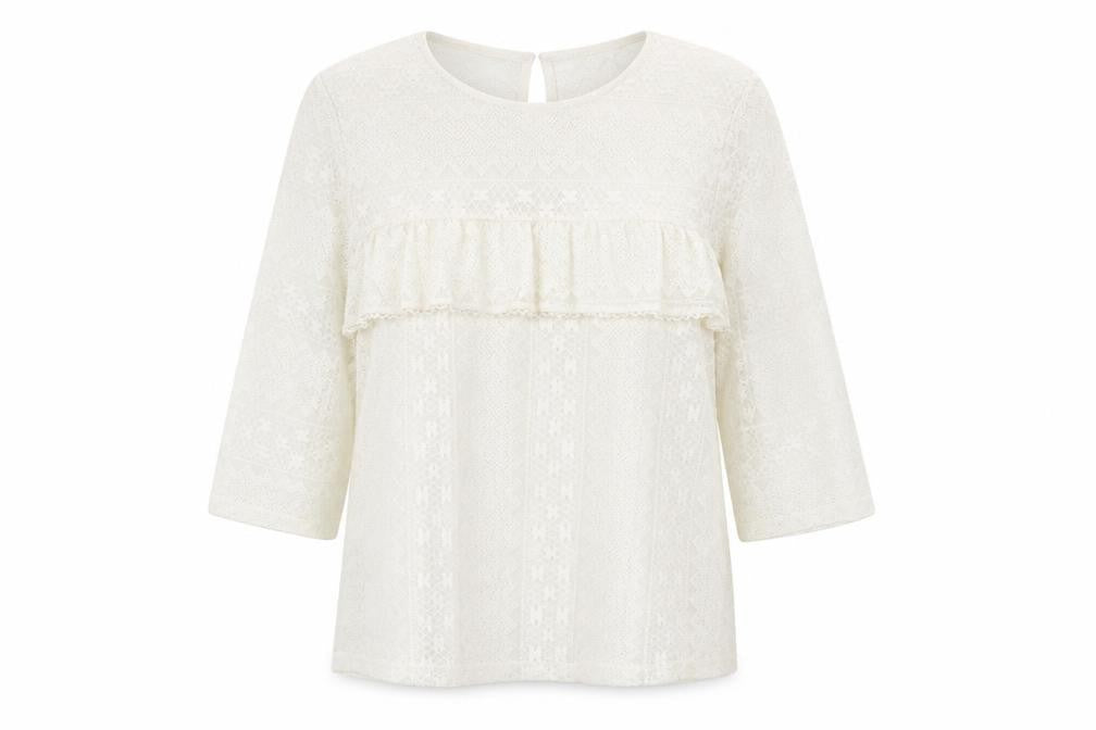 H&M Womens Ivory Geometric Lace Basic Blouse Size L