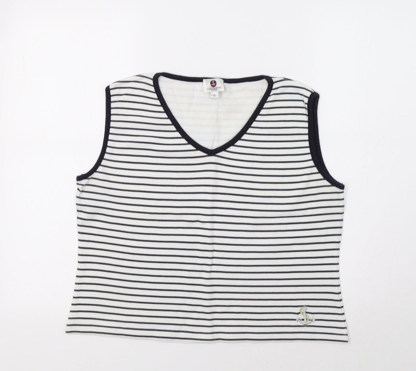 Club St Honore Womens White Striped  Basic Tank Size L