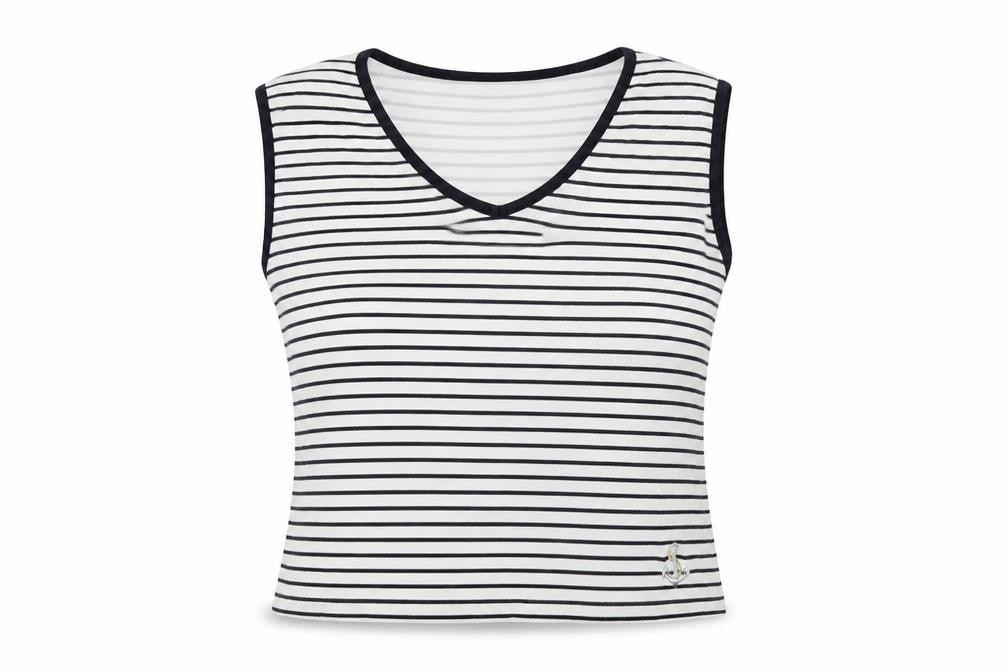 Club St Honore Womens White Striped  Basic Tank Size L