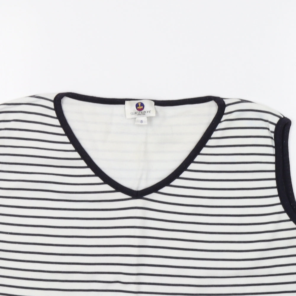 Club St Honore Womens White Striped  Basic Tank Size L