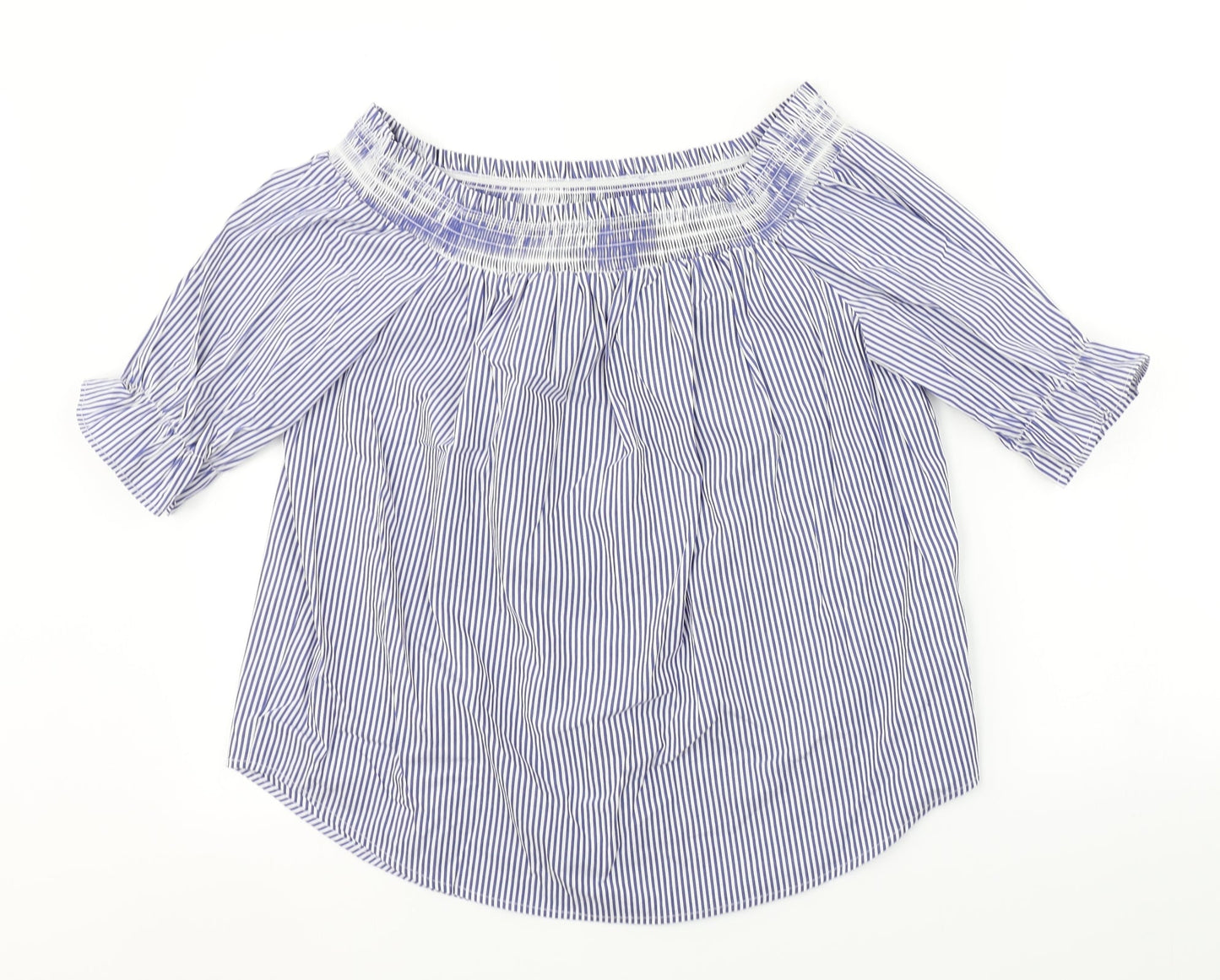 New Look Womens Blue Striped  Basic Blouse Size 14