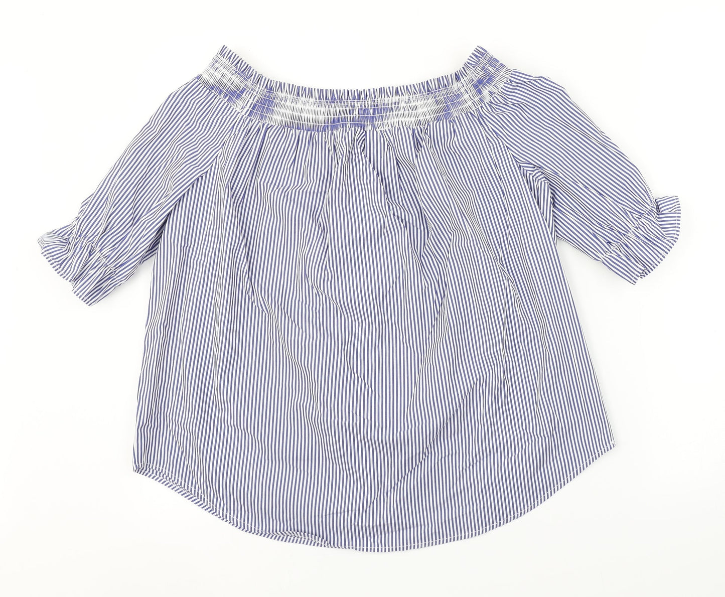 New Look Womens Blue Striped  Basic Blouse Size 14