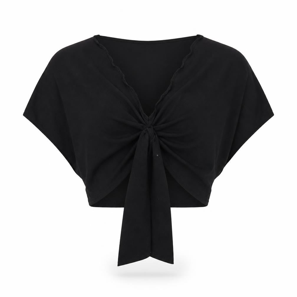 PRETTYLITTLETHING Womens Black   Cropped Blouse Size 6