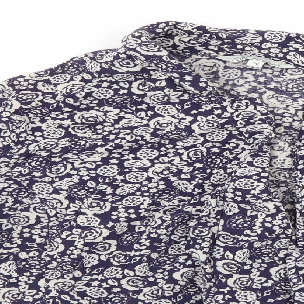 Peacocks Womens Blue Floral  Cardigan Jumper Size 10
