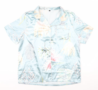Preworn Womens Silver Floral   Button-Up Size L