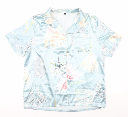 Preworn Womens Silver Floral   Button-Up Size L