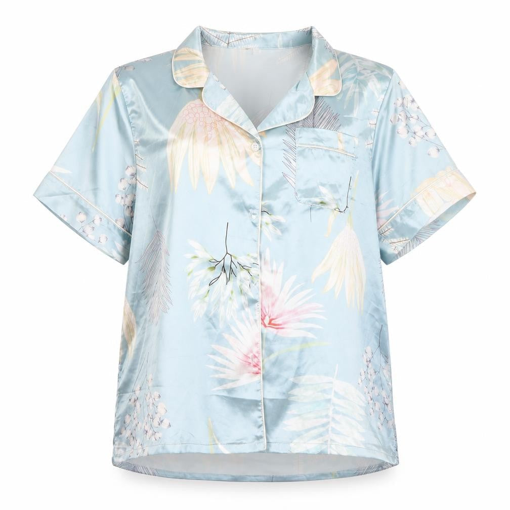 Preworn Womens Silver Floral   Button-Up Size L