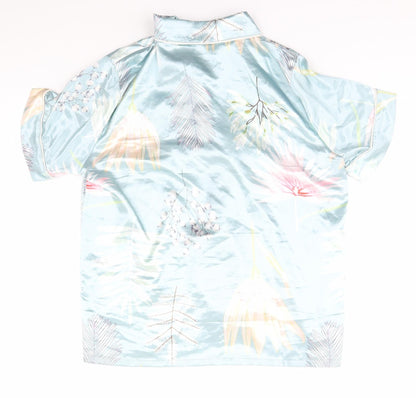 Preworn Womens Silver Floral   Button-Up Size L