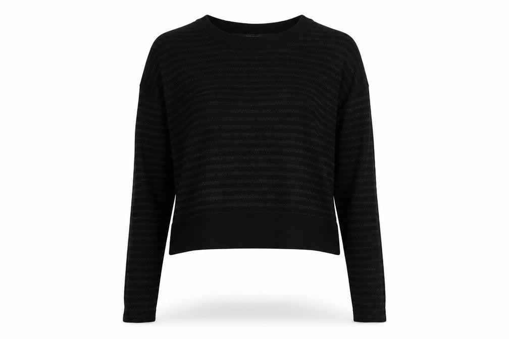 Mac & Jac Womens Black Striped  Basic T-Shirt Size M