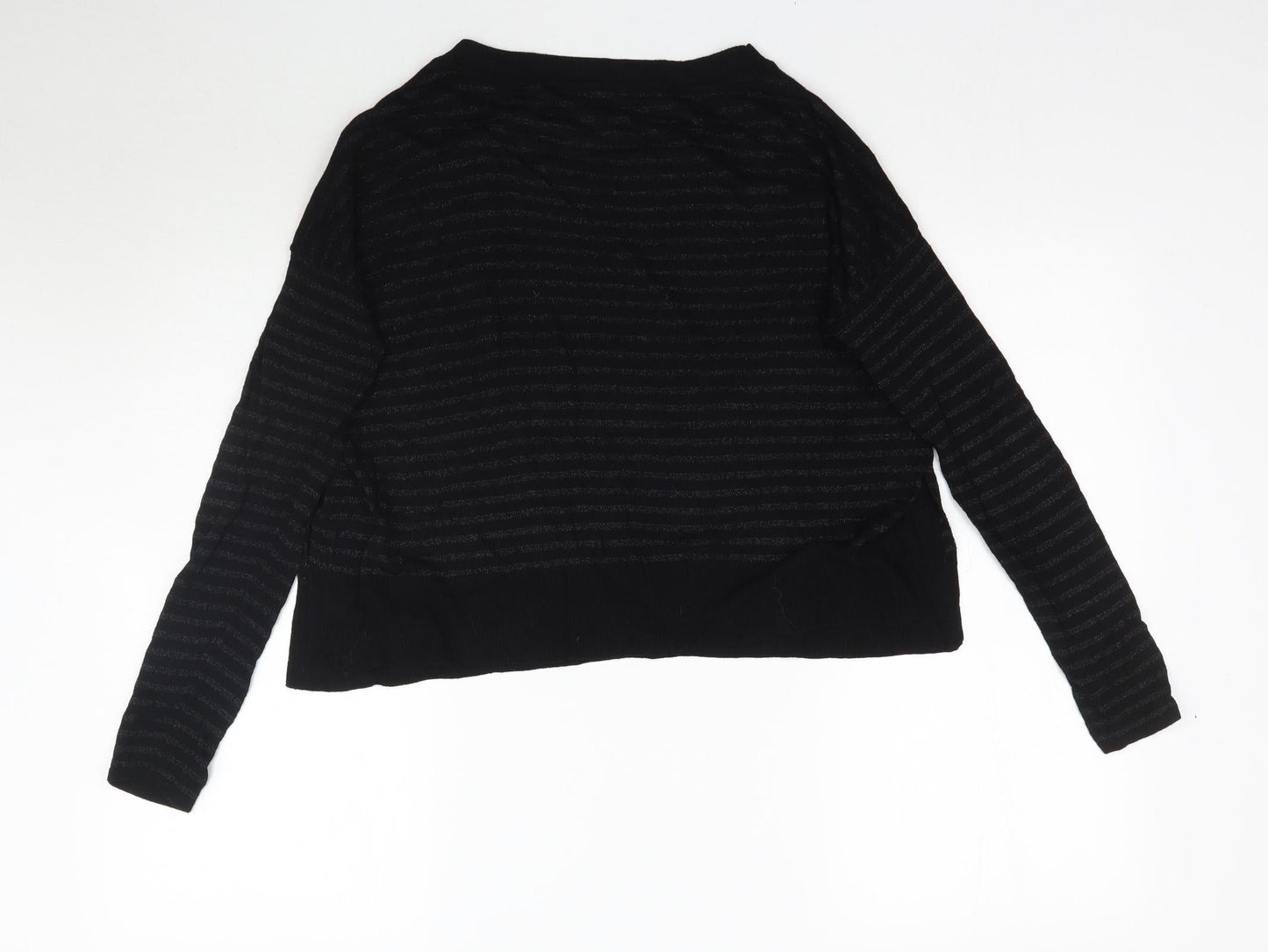 Mac & Jac Womens Black Striped  Basic T-Shirt Size M