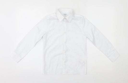 M&S Boys White   Basic Button-Up Size 8-9 Years