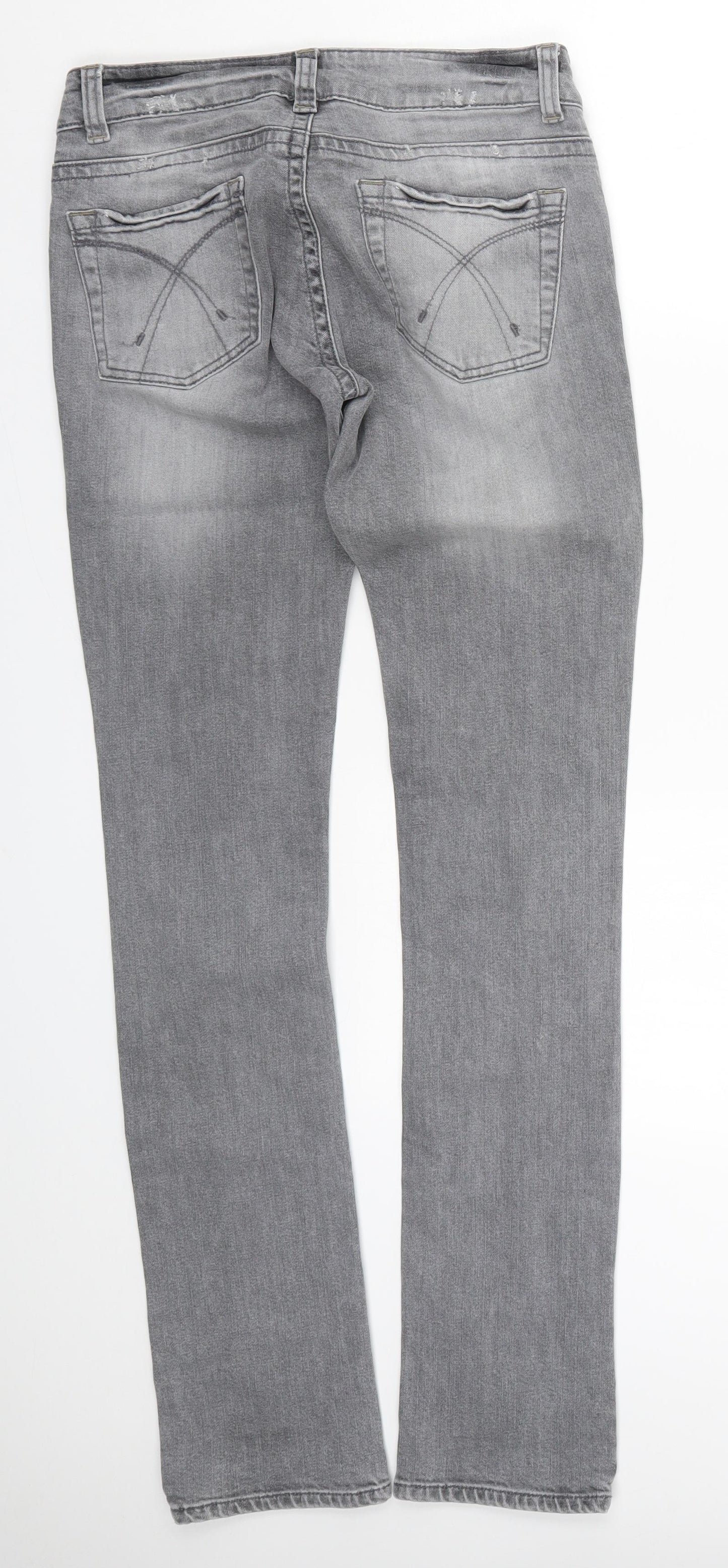 Moto Womens Grey  Denim Straight Jeans Size 28 L34 in